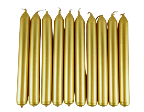 ŚWIECA ZESTAW 10 SZTUK złote 20/170mm świece długie stołowe