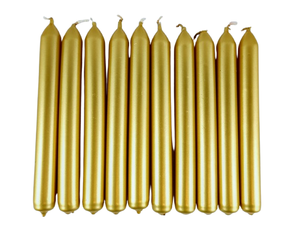 ŚWIECA ZESTAW 10 SZTUK złote 20/170mm świece długie stołowe