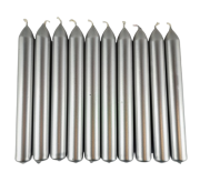 ŚWIECA ZESTAW 10 SZTUK SREBRNE 20/170mm świece długie stołowe
