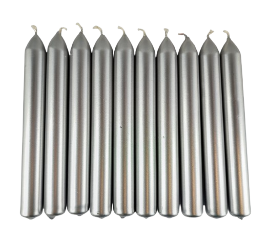 ŚWIECA ZESTAW 10 SZTUK SREBRNE 20/170mm świece długie stołowe