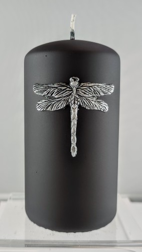 ŚWIECA OZDOBNA WAŻKA SŁUPEK 70/130 CZARNO-SREBRNY