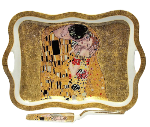 TACA PORCELANOWA Z ŁOPATKĄ G. KLIMT POCAŁUNEK