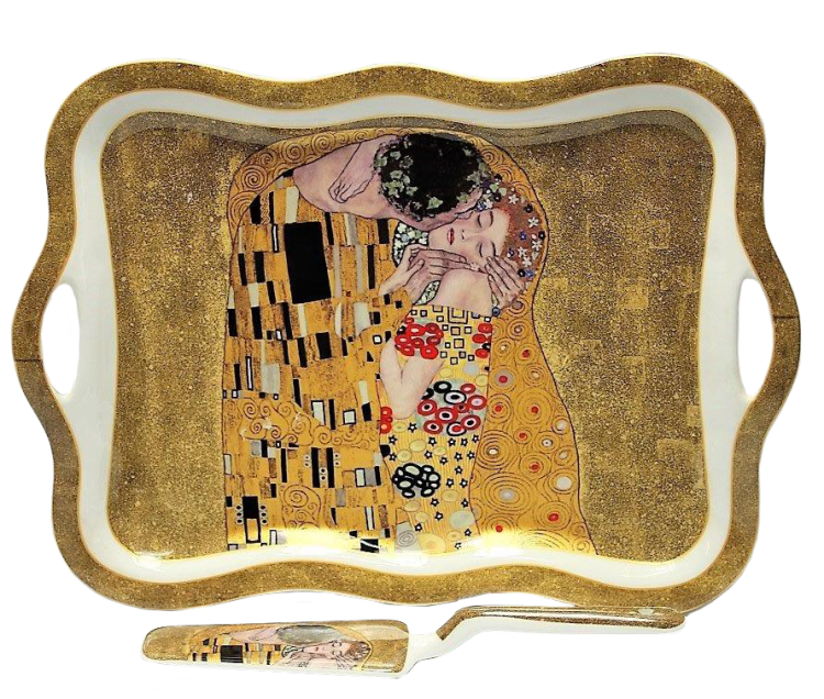 TACA PORCELANOWA Z ŁOPATKĄ G. KLIMT POCAŁUNEK