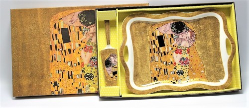 TACA PORCELANOWA Z ŁOPATKĄ G. KLIMT POCAŁUNEK