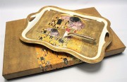 TACA PORCELANOWA Z ŁOPATKĄ G. KLIMT POCAŁUNEK