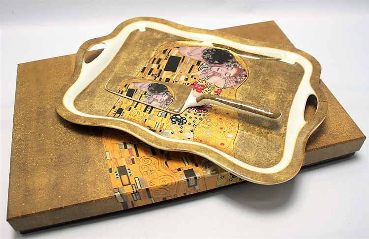 TACA PORCELANOWA Z ŁOPATKĄ G. KLIMT POCAŁUNEK