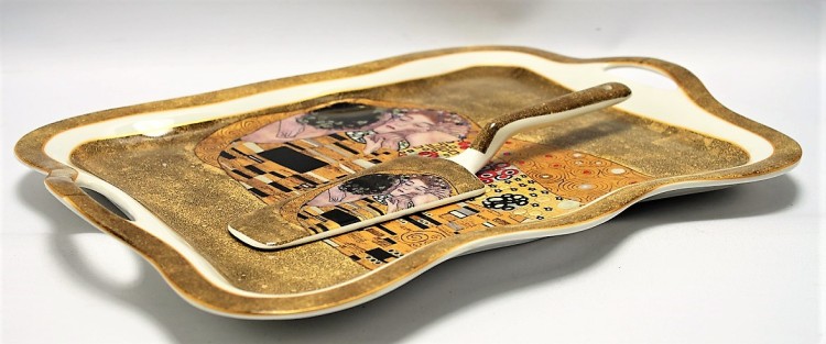 TACA PORCELANOWA Z ŁOPATKĄ G. KLIMT POCAŁUNEK