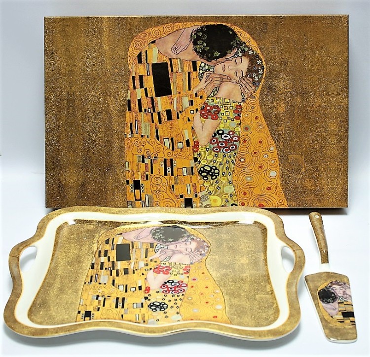 TACA PORCELANOWA Z ŁOPATKĄ G. KLIMT POCAŁUNEK
