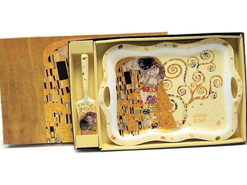 TACA PORCELANOWA Z ŁOPATKĄ G. KLIMT POCAŁUNEK