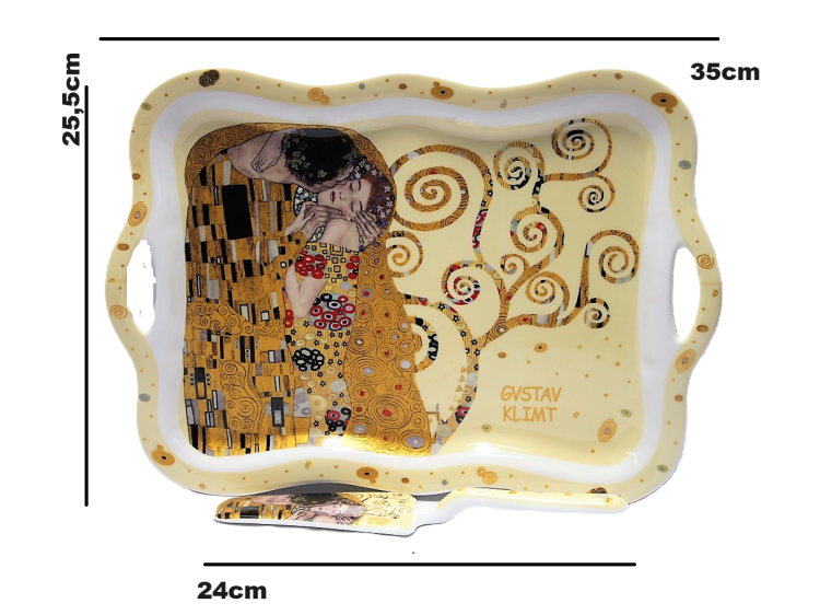 TACA PORCELANOWA Z ŁOPATKĄ G. KLIMT POCAŁUNEK