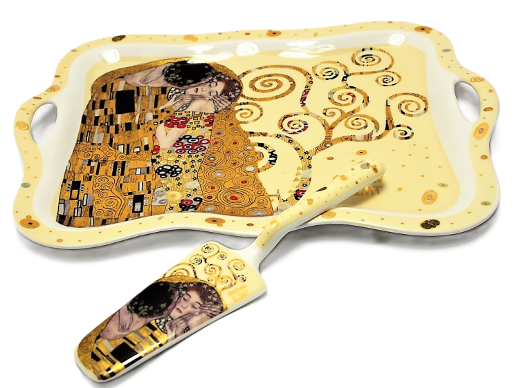 TACA PORCELANOWA Z ŁOPATKĄ G. KLIMT POCAŁUNEK