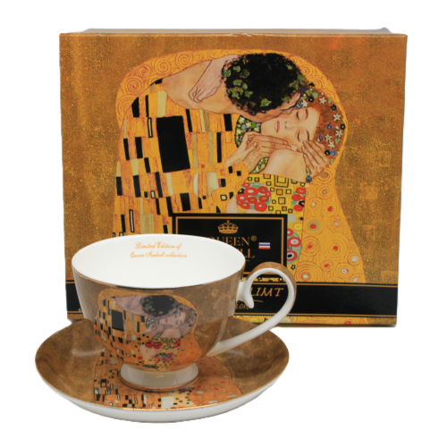 ELEGANCKA FILIŻANKA ZE SPODKIEM KLIMT POCAŁUNEK 300ML