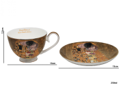 ELEGANCKA FILIŻANKA ZE SPODKIEM KLIMT POCAŁUNEK 300ML