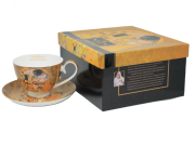 ELEGANCKA FILIŻANKA ZE SPODKIEM KLIMT POCAŁUNEK 300ML