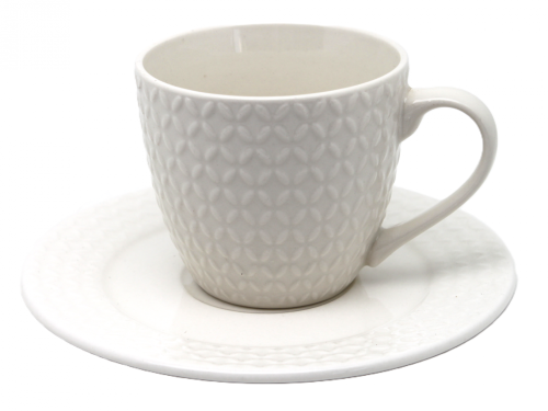 FILIŻANKA ZE SPODKIEM BIAŁA 210ML