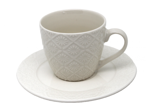 FILIŻANKA ZE SPODKIEM BIAŁA 210ML