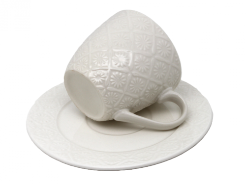 FILIŻANKA ZE SPODKIEM BIAŁA 210ML