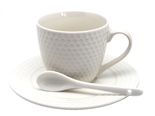 FILIŻANKA ZE SPODKIEM I ŁYŻECZKĄ BIAŁA 210ML