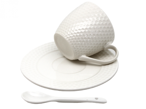 FILIŻANKA ZE SPODKIEM I ŁYŻECZKĄ BIAŁA 210ML