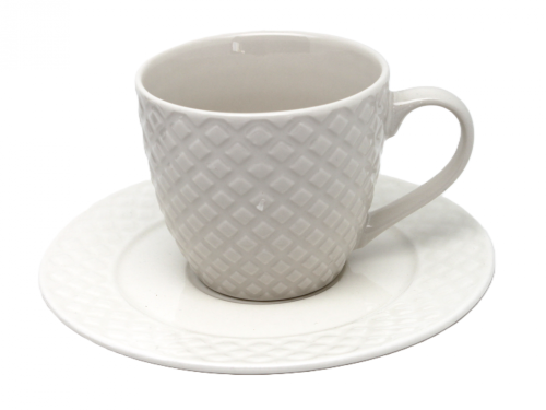 FILIŻANKA ZE SPODKIEM BIAŁA 210ML