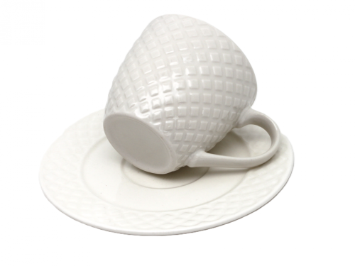 FILIŻANKA ZE SPODKIEM BIAŁA 210ML