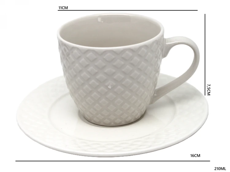 FILIŻANKA ZE SPODKIEM BIAŁA 210ML