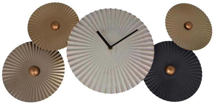 DEKORACJA ŚCIENNA KOŁA Z ZEGAREM 64,5x5x32 cm