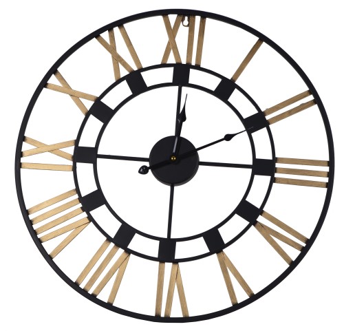 ZEGAR METALOWY CZARNO-ZŁOTY 60CM