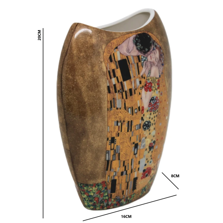 PORCELANOWY WAZON KLIMT POCAŁUNEK  20CM