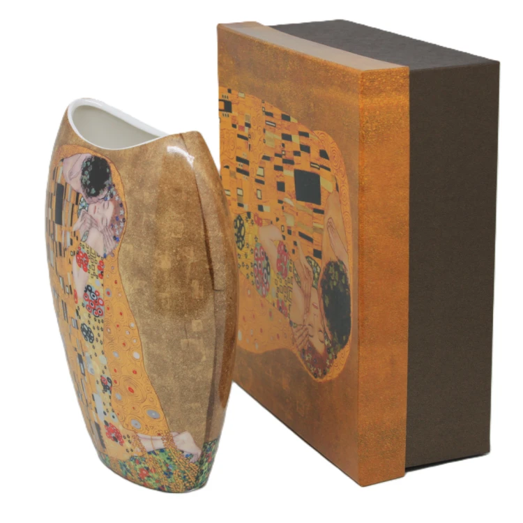 PORCELANOWY WAZON KLIMT POCAŁUNEK  20CM
