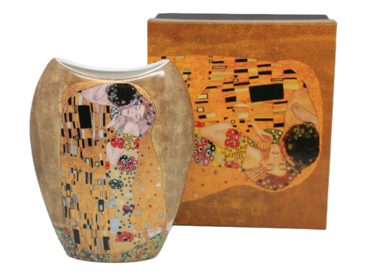 PORCELANOWY WAZON KLIMT POCAŁUNEK  20CM