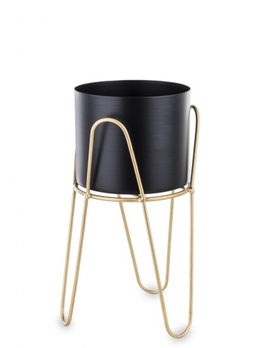 KWIETNIK OSŁONKA METALOWA CZARNO ZŁOTA 23CM
