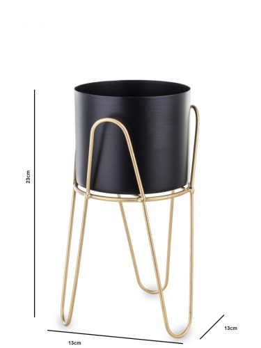 KWIETNIK OSŁONKA METALOWA CZARNO ZŁOTA 23CM