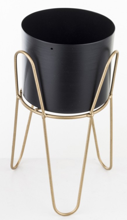 KWIETNIK OSŁONKA METALOWA CZARNO ZŁOTA 23CM