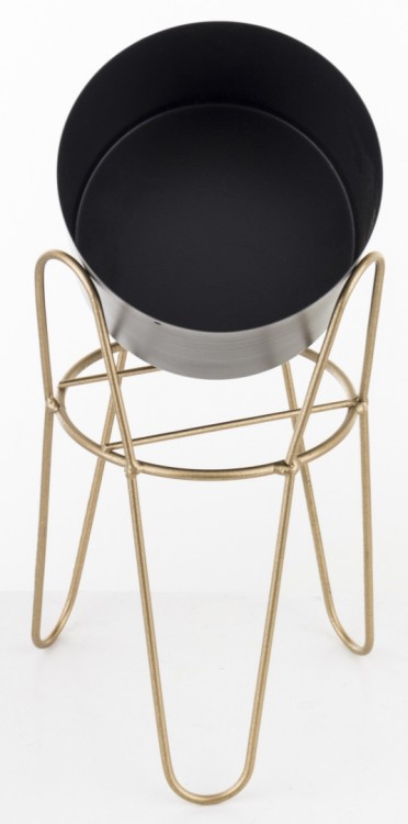 KWIETNIK OSŁONKA METALOWA CZARNO ZŁOTA 23CM