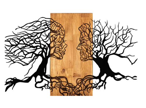 DEKORACJA ŚCIENNA DREWNO+METAL DRZEWO 92X58