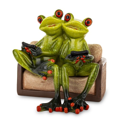 FIGURKA 2 ŻABY Z PADAMI NA KANAPIE KONSOLA 12CM
