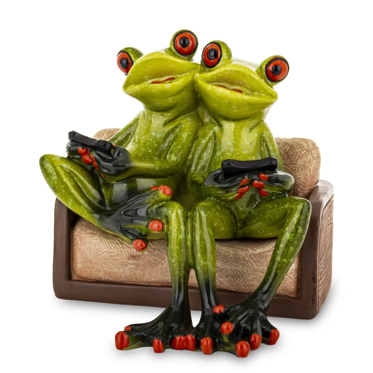 FIGURKA 2 ŻABY Z PADAMI NA KANAPIE KONSOLA 12CM
