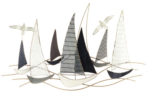 DEKORACJA ŚCIENNA STATKI ŻAGLÓWKI  66x109x4CM