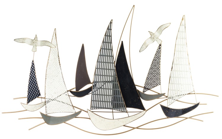 DEKORACJA ŚCIENNA STATKI ŻAGLÓWKI  66x109x4CM