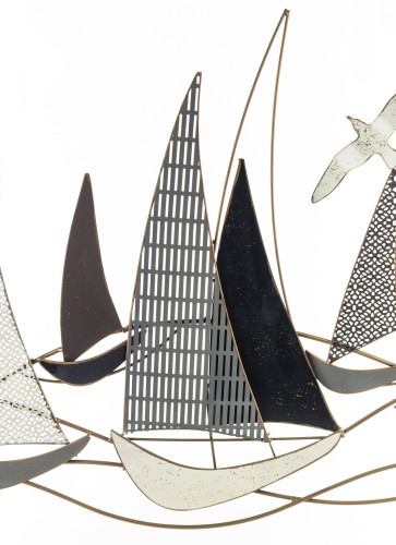 DEKORACJA ŚCIENNA STATKI ŻAGLÓWKI  66x109x4CM