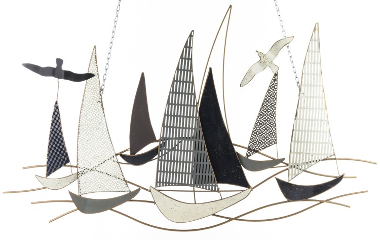 DEKORACJA ŚCIENNA STATKI ŻAGLÓWKI  66x109x4CM