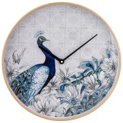 ZEGAR ŚCIENNY PAW GRANATOWY ZŁOTY 41CM NA BATERIE