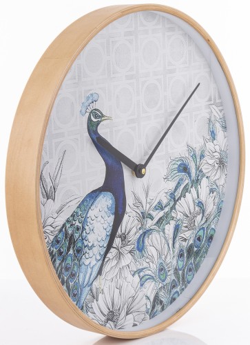 ZEGAR ŚCIENNY PAW GRANATOWY ZŁOTY 41CM NA BATERIE