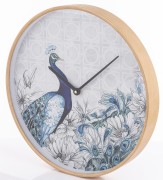 ZEGAR ŚCIENNY PAW GRANATOWY ZŁOTY 41CM NA BATERIE