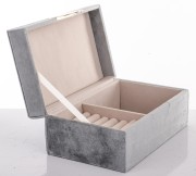 SZKATUŁKA NA BIŻUTERIĘ SZARA 9,5x21x14 cm