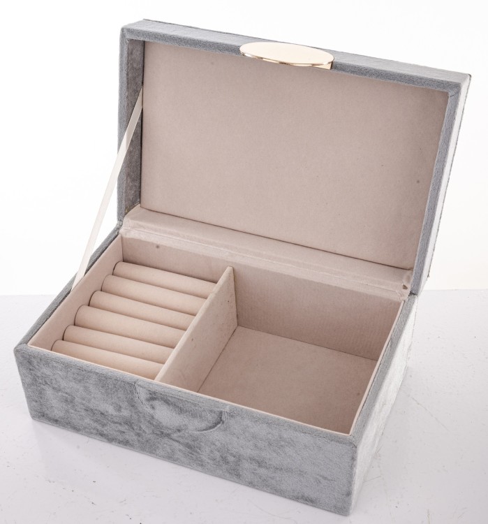 SZKATUŁKA NA BIŻUTERIĘ SZARA 9,5x21x14 cm