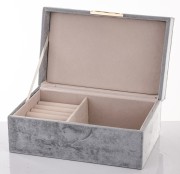 SZKATUŁKA NA BIŻUTERIĘ SZARA 9,5x21x14 cm