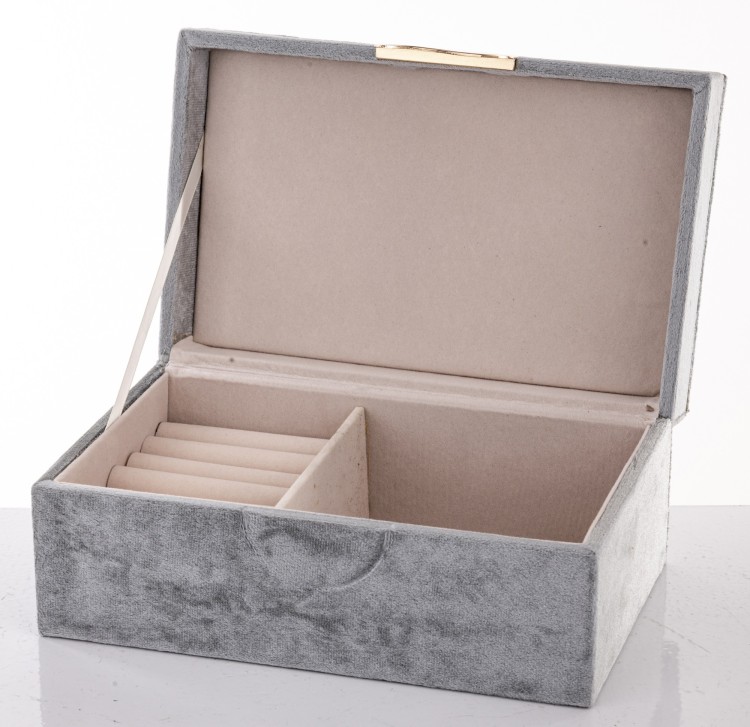 SZKATUŁKA NA BIŻUTERIĘ SZARA 9,5x21x14 cm