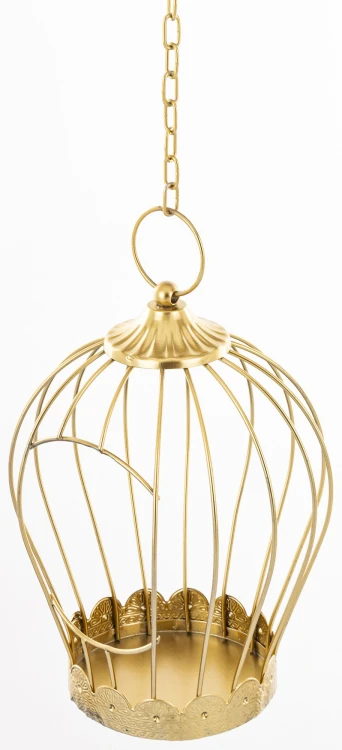 LAMPION METALOWY ZŁOTY WISZĄCY 80x19x19cm